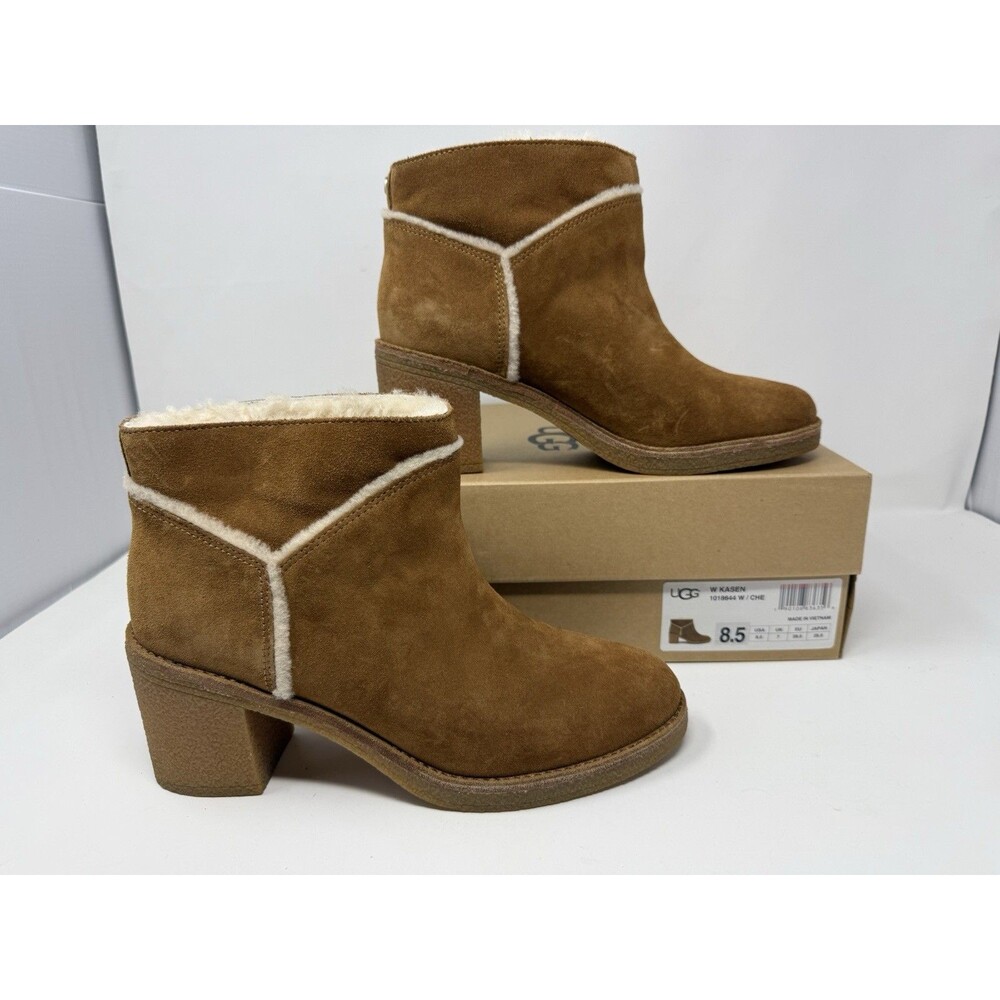 UGG Kasen Chestnut Suede Shearling Ankle Boots Womens 8.5